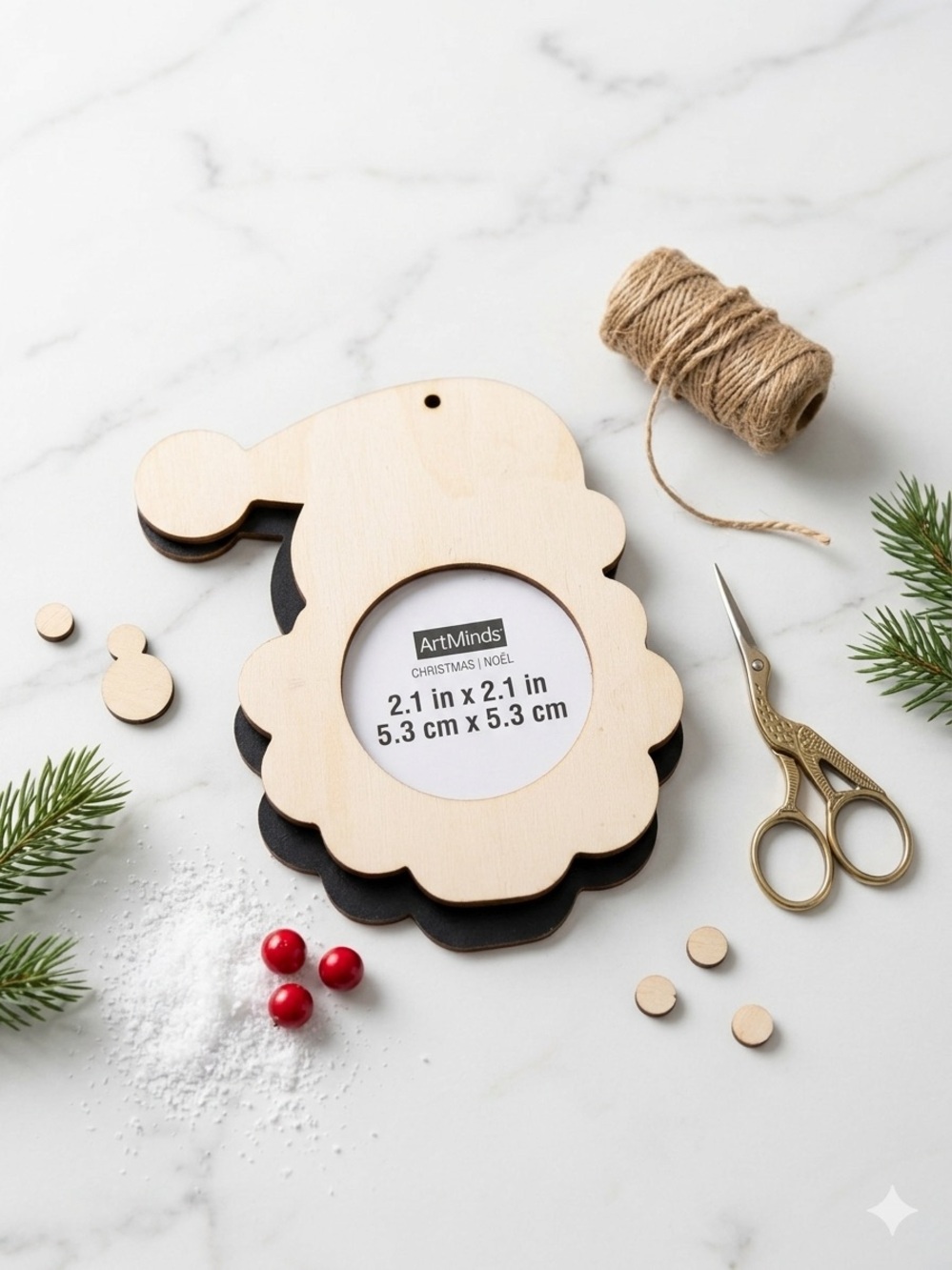 ArtMinds Santa Wood Photo Frame Ornament - Brand New